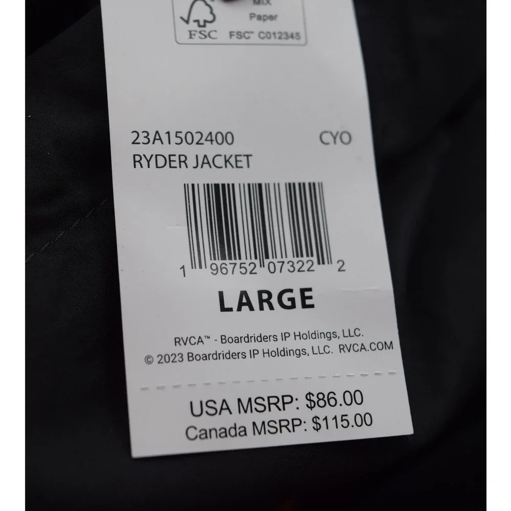 RVCA Ryder Jacket Mens Large Windbreaker Full Zip Hooded Color‎ Block
